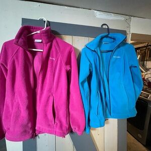 Columbia Women's Pink and Blue Fleece Jackets